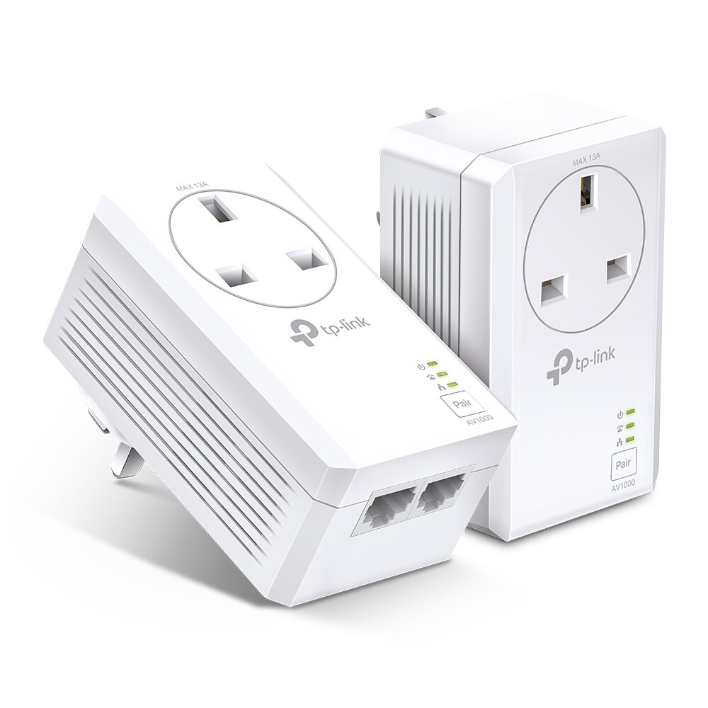 TP-LINK TL-PA7027P KIT AV1000 2-Port Gigabit Passthrough Powerline Starter Kit