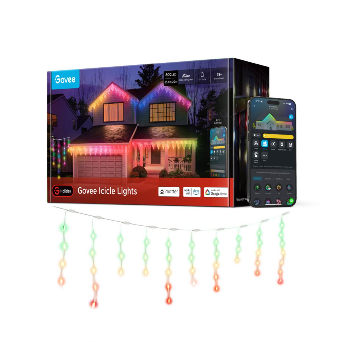 GOVEE H70D1 Smart LED Ταινία Φωτισμού Εξωτερικού Χώρου Καταρράκτης 10m, Πολύχρωμο