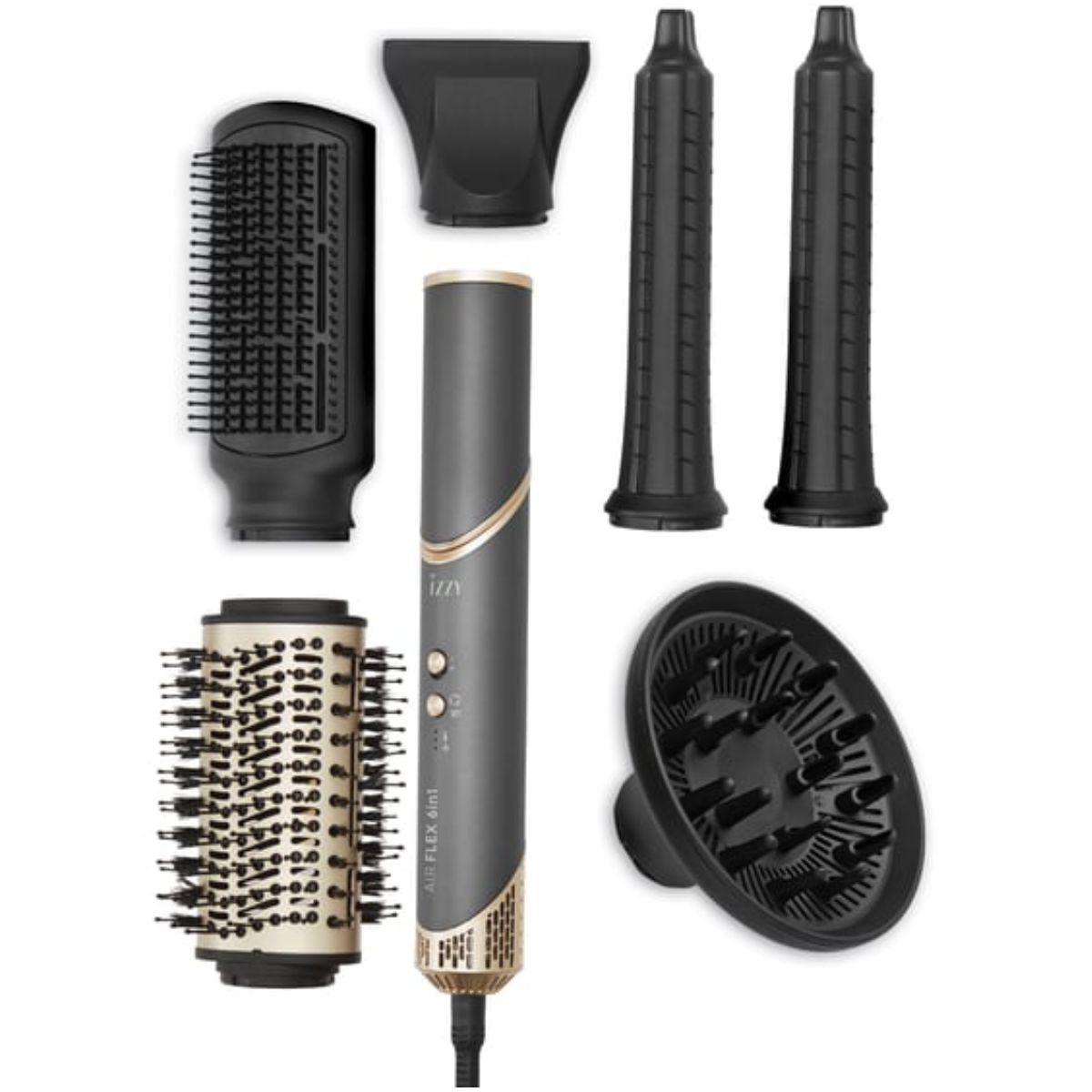 IZZY IZ-7212 AirFlex 6in1 Multistyler Βούρτσα Μαλλιών, Γκρίζο / Χρυσό