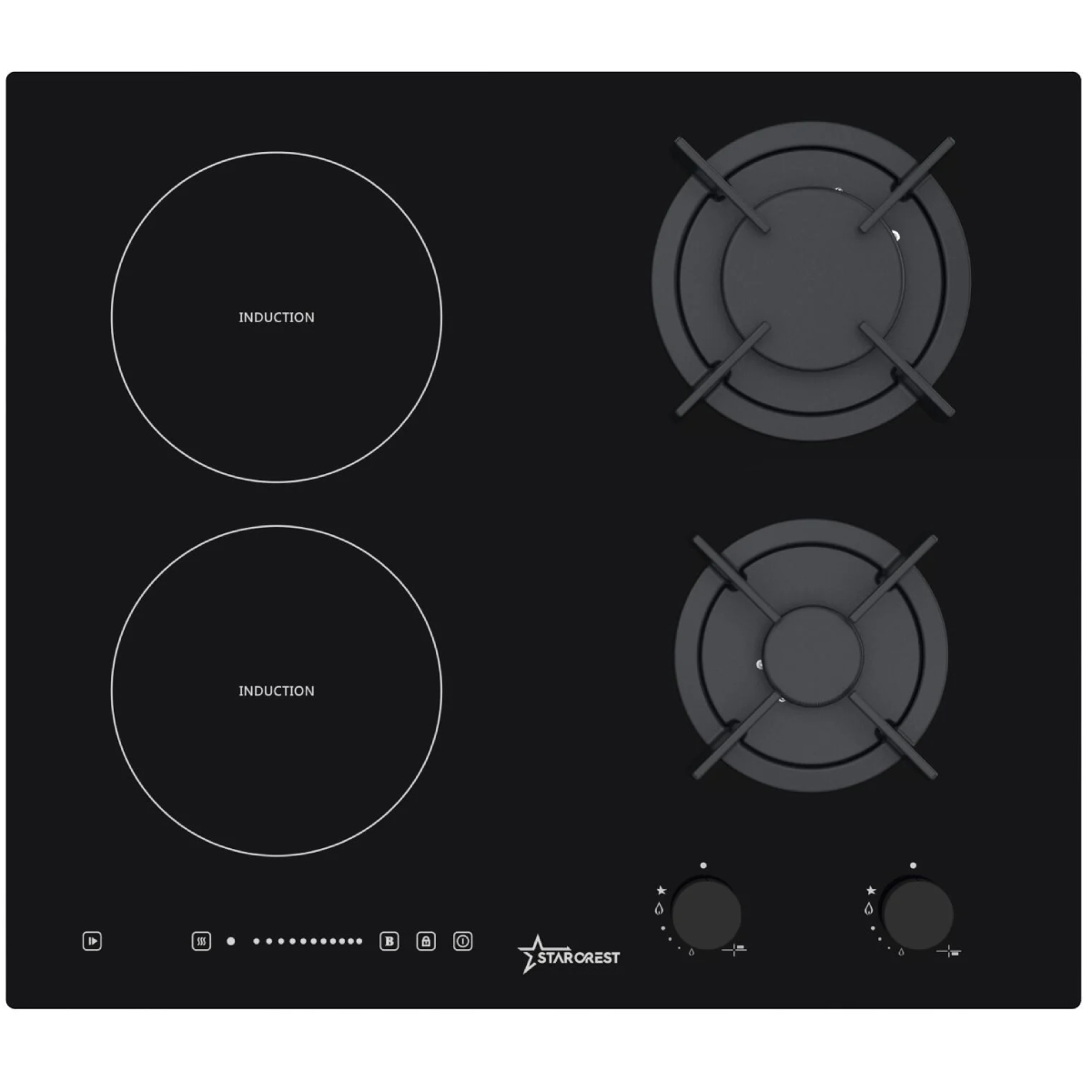 STARCREST SIH-HM9066 Combi Εστία Αερίου & Επαγωγική, Μαύρο