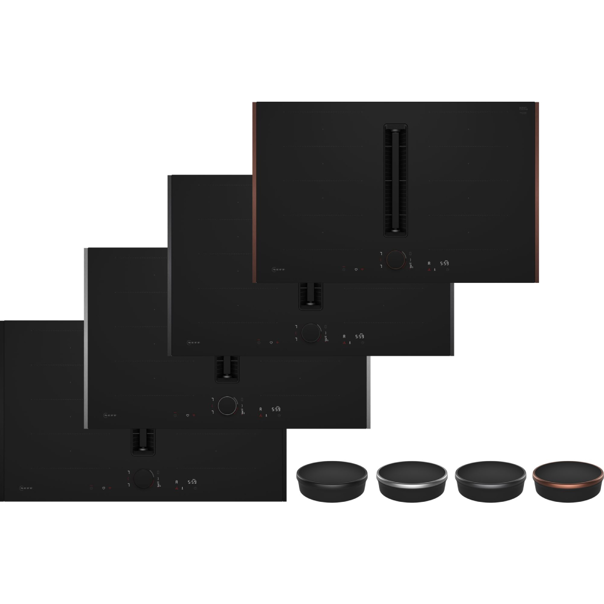 NEFF V68YYX4B0 Επαγωγική Εστία με Ενσωματωμένο Απορροφητήρα 80 cm, Μαύρο Ματ