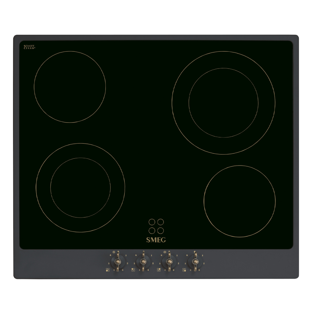 SMEG P864AO Κεραμική Εστία, 60 cm, Ανθρακί