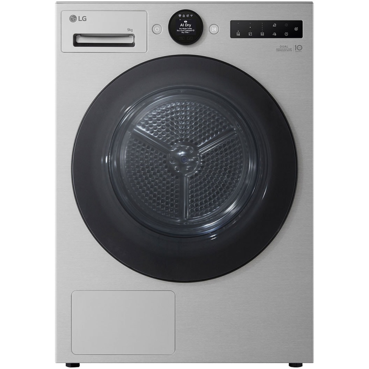 LG RHX7009TSB Στεγνωτήριο Ρούχων AI DUAL Inverter με AI Dry™ 9kg, Ασημί