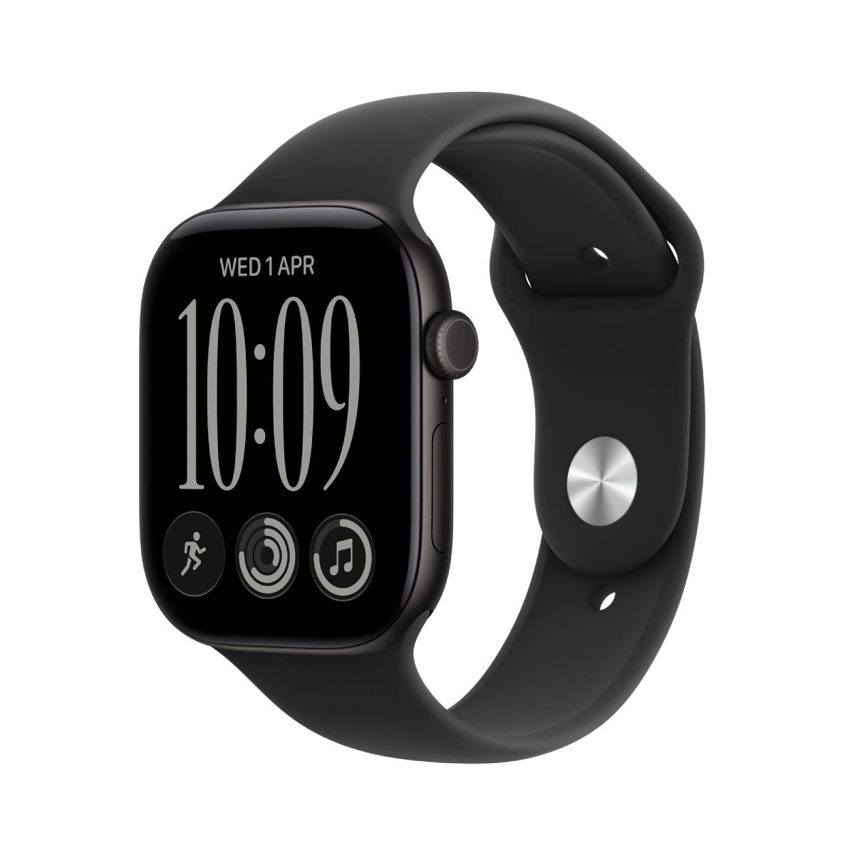 APPLE Smartwatch Series 12 GPS 42 mm, Μαύρο Αλουμίνιο με Μαύρο Αθλητικό Λουράκι S/M