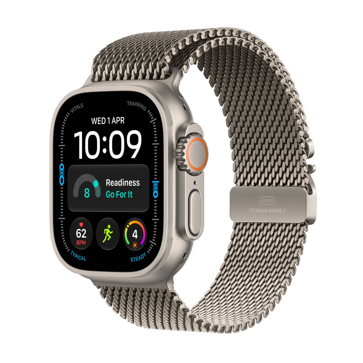 APPLE Watch Ultra 4 Smartwatch 49mm, Φυσικό Τιτάνιο με Φυσικό Τιτάνιο Milanese Λουράκι, Medium