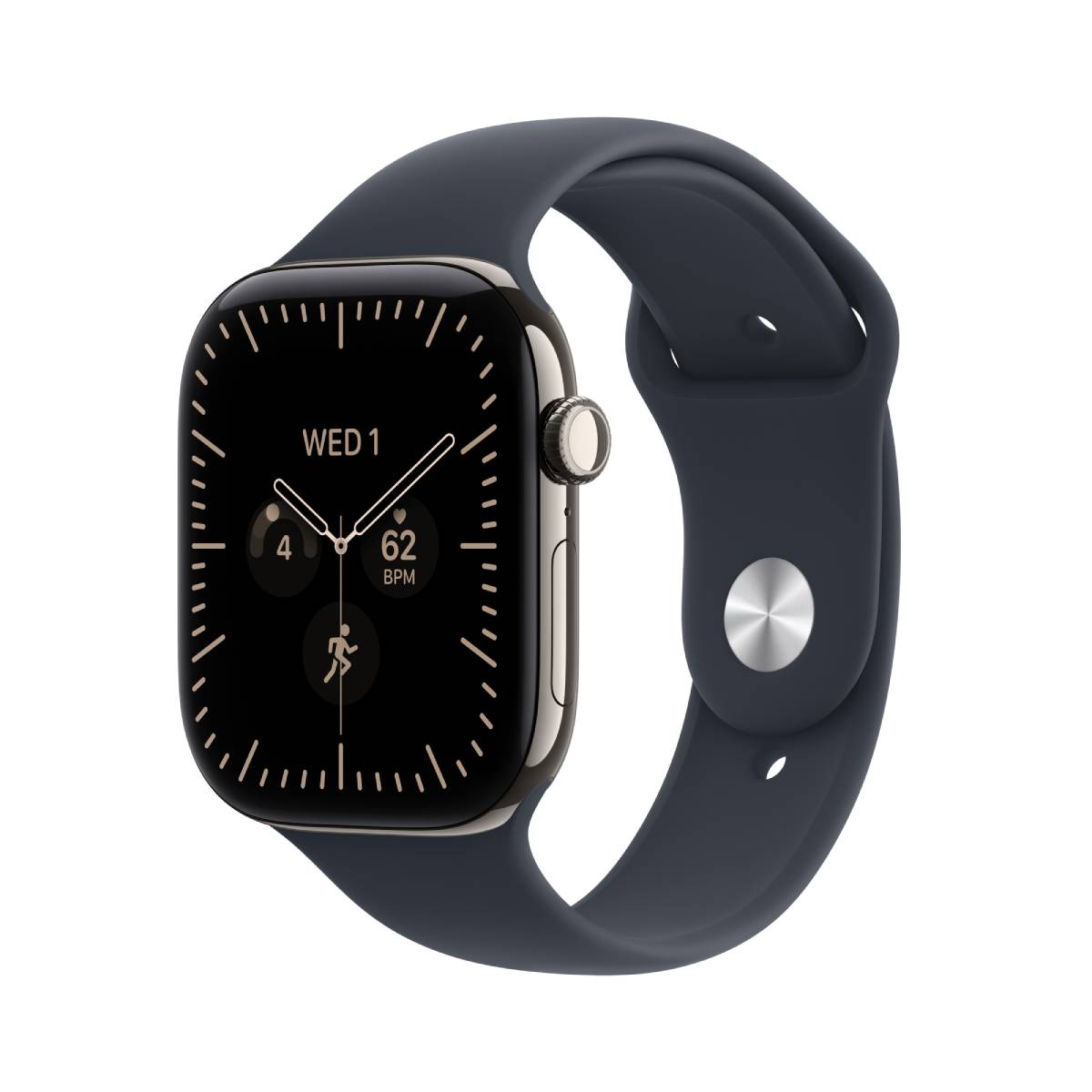 APPLE Smartwatch Series 12 GPS + Cellular 46 mm, Natural Τιτάνιο με Navy Blue Αθλητικό Λουράκι M/L