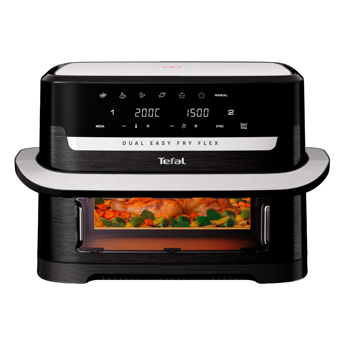 TEFAL EY9228E0 Dual Easy Fry Flex Φριτέζα Αέρος 9 Lt, Μαύρο