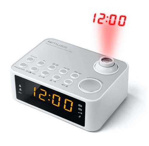 MUSE M-178 PW Ραδιοξυπνητήρι με Προβολή Ώρας, Άσπρο
