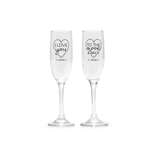 LEGAMI GLA0001 Σετ με 2 Ποτήρια Σαμπάνιας, Cheers to Love