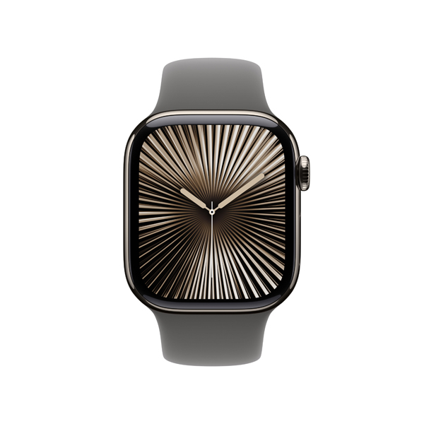 APPLE Smartwatch Series 10 GPS + Cellular 42mm, Natural Titanium με Stone Grey Sport Λουράκι, S/M