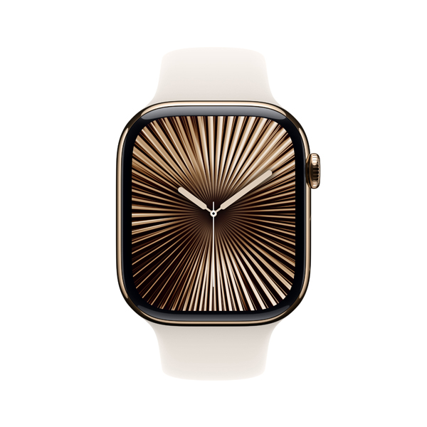 APPLE Smartwatch Series 10 GPS + Cellular 42mm, Χρυσό Titanium με Staright Sport Λουράκι, S/M