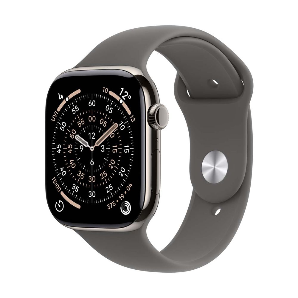 Apple Watch Series 11 GPS + Cellular 46mm Natural Titanium Case με Stone Grey Sport Band - S/M