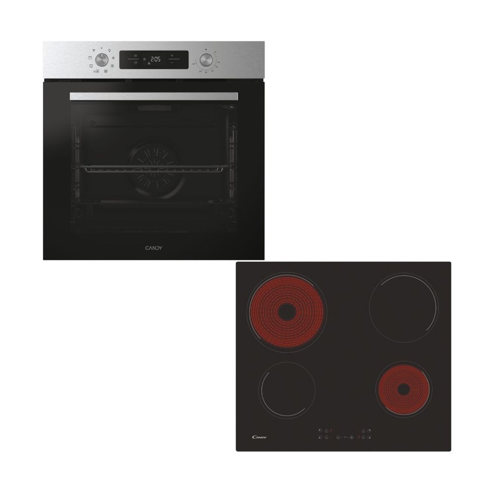 Candy CA6 NP3T3HTX Stainless Steel Φούρνος & CH64CCB/4U2 Κεραμική Εστία