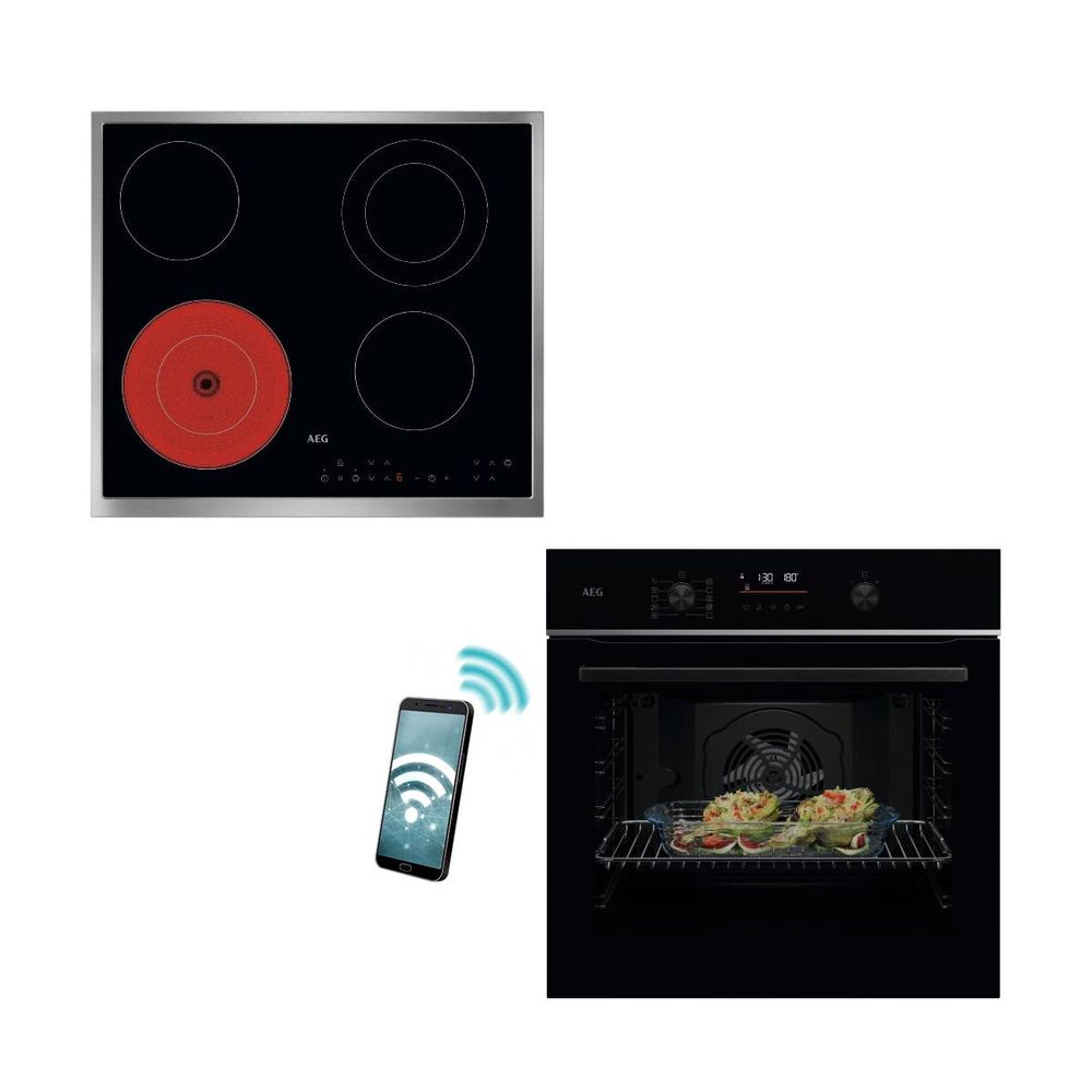 AEG TU5PB431SB Black Φούρνος & ORN64A02XB 6 Zones Κεραμική Εστία