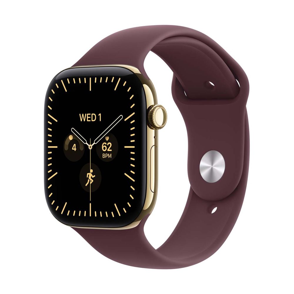 Apple Watch S12 GPS + Cellular 42mm Radiant Gold Titanium Case Burgundy Sport Band S/M