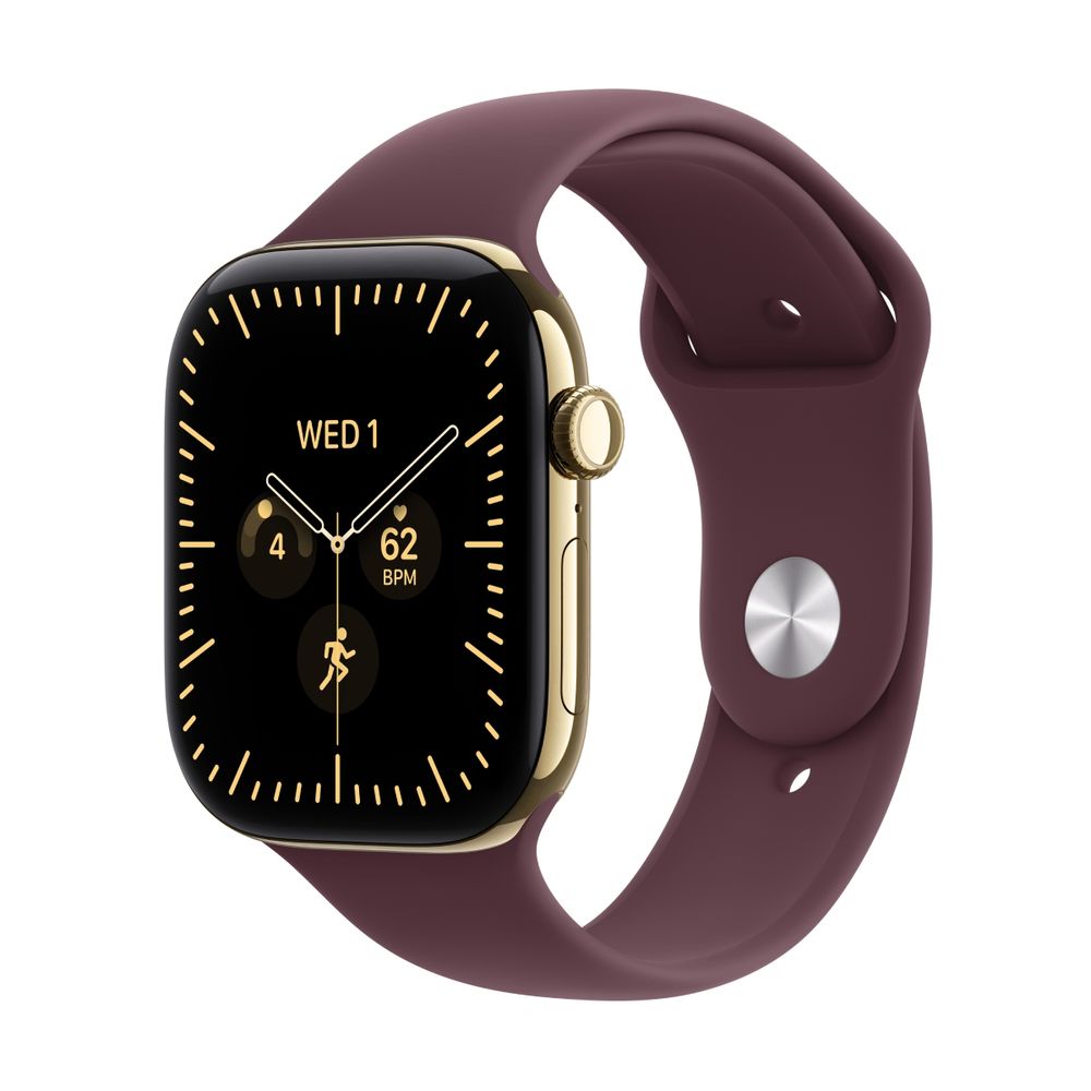 Apple Watch S12 GPS + Cellular 46mm Radiant Gold Titanium Case Burgundy Sport Band M/L