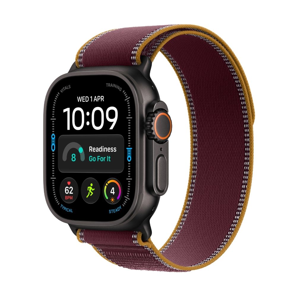 Apple Watch Ultra 4 GPS + Cellular 49mm Black Titanium Case Burgundy Trail Loop S/M