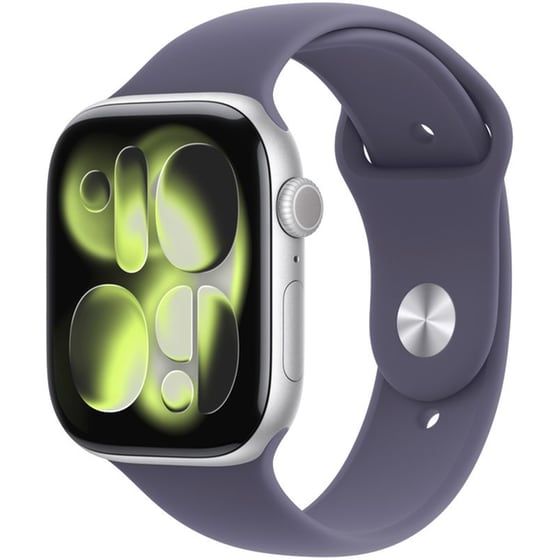 Apple Watch Series 11 GPS 46mm Silver Aluminum Case with Purple Fog Sport Band - M/L