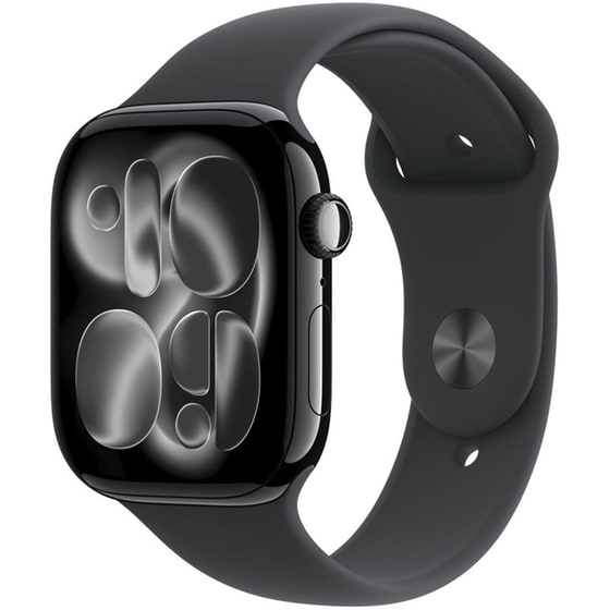 Apple Watch Series 11 GPS + Cellular 42mm Jet Black Aluminum Case with Black Sport Band - M/L