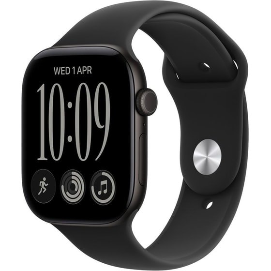 Apple Watch Series 12 GPS 46mm Black Aluminium Case with Black Sport Band - M/L