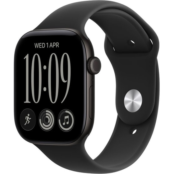 Apple Watch Series 12 GPS + Cellular 46mm Black Aluminium Case with Black Sport Band - M/L