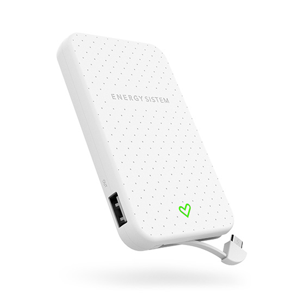 Power bank 5000mAh ENERGY SISTEM w/built-in MicroUSB cable 424450 white