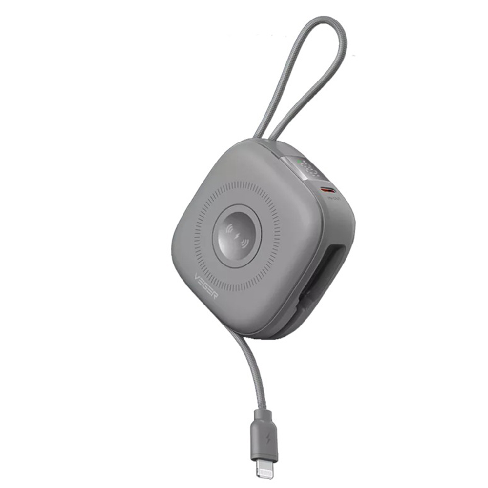 Power Bank 10000mAh 20W VEGER MagCore 3-in-1 MagSafe (15W) Fast Charger W1185 grey