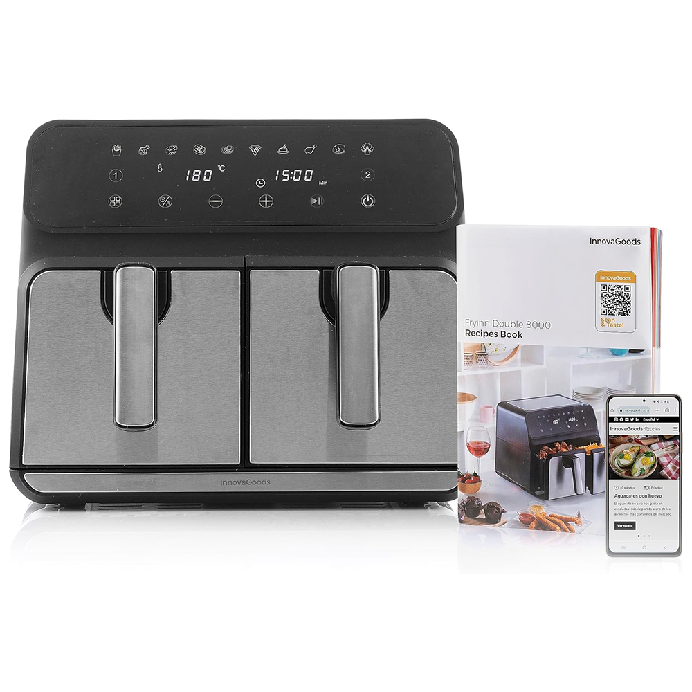 Air Fryer INNOVAGOODS Fryinn Double 8000 V0103721 black/silver