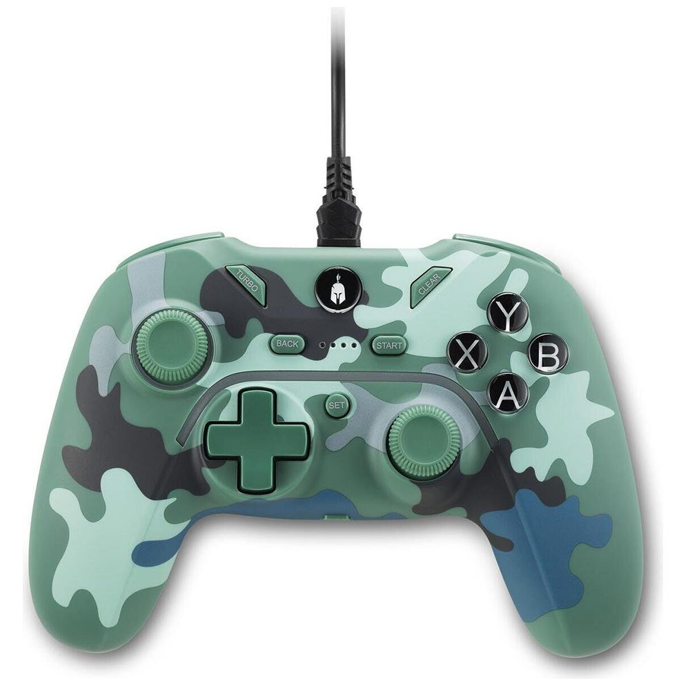 Corded gamepad for PC/PS3 SPARTAN GEAR Pelekys green camo