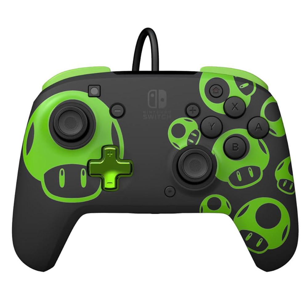 Corded gamepad for Nintendo Switch PDP Rematch Super Mario 1Up Glow in the Dark