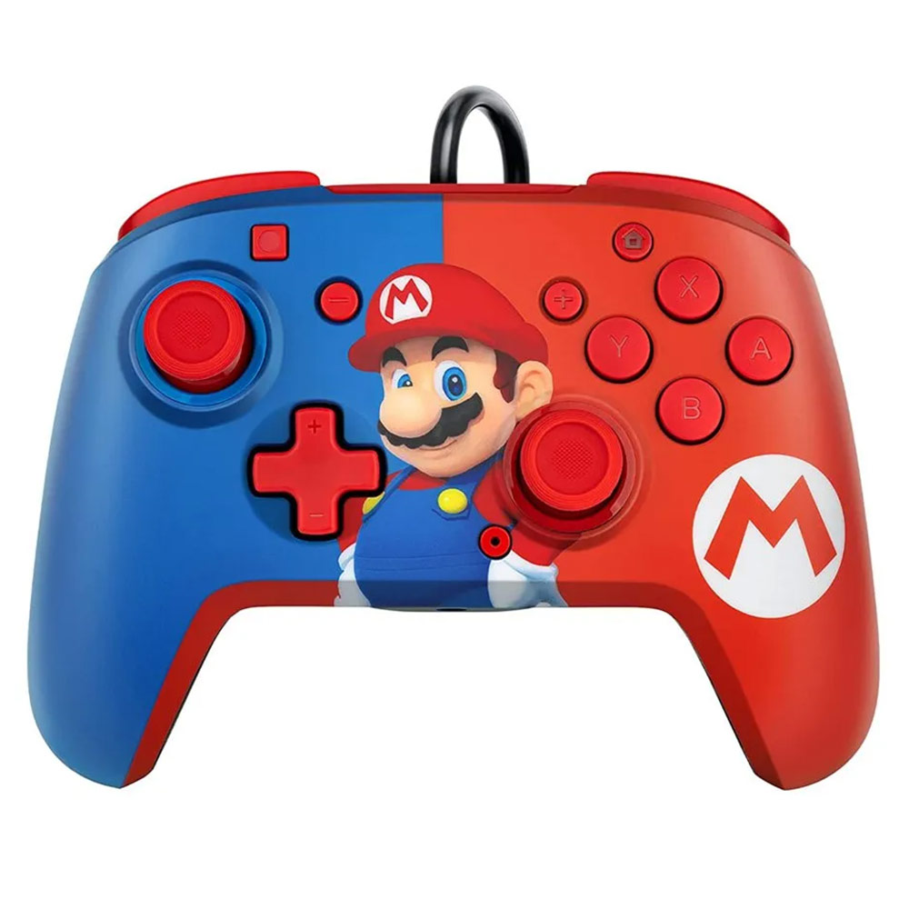 Corded gamepad for Nintendo Switch PDP Faceoff Deluxe+ Audio Power Pose Super Mario