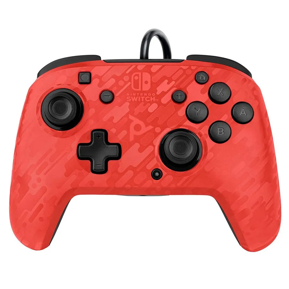 Corded gamepad for Nintendo Switch PDP Faceoff Deluxe+ Audio camo red