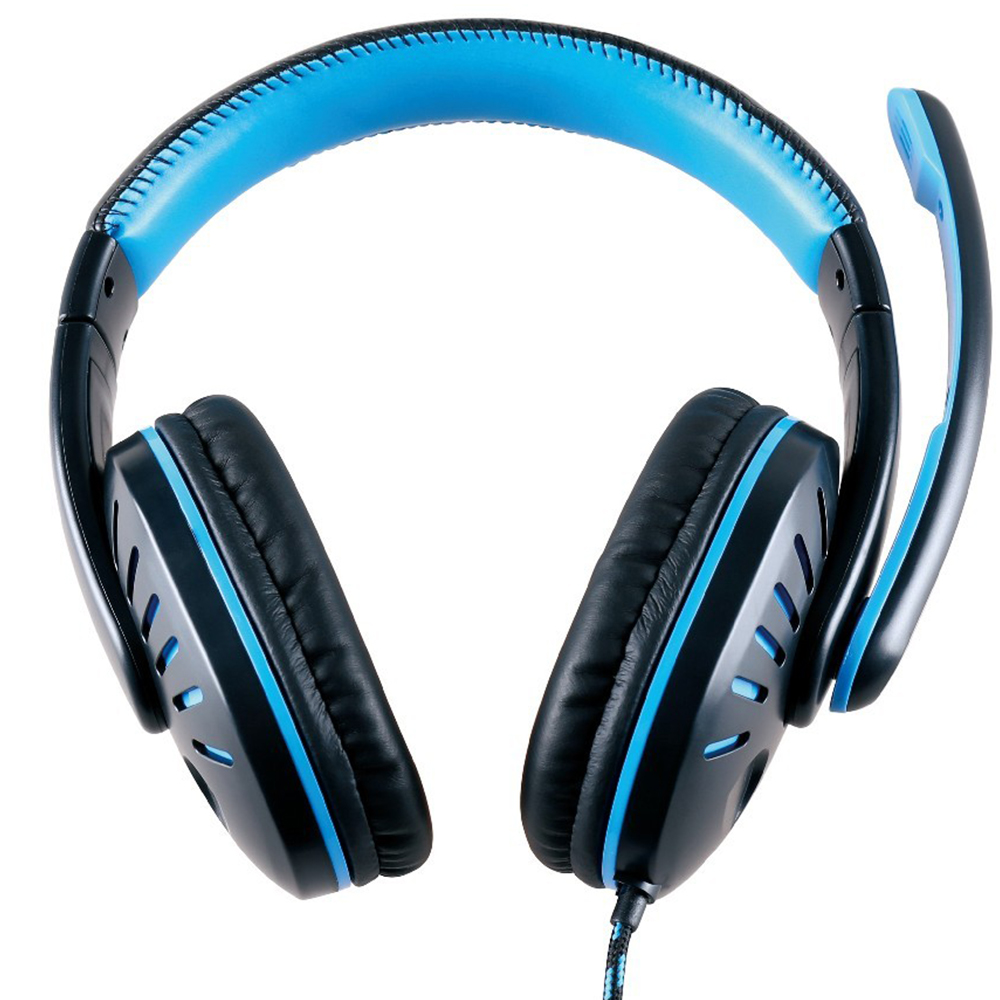 Headphones with microphone for PC NOOZY GH-35 black/blue