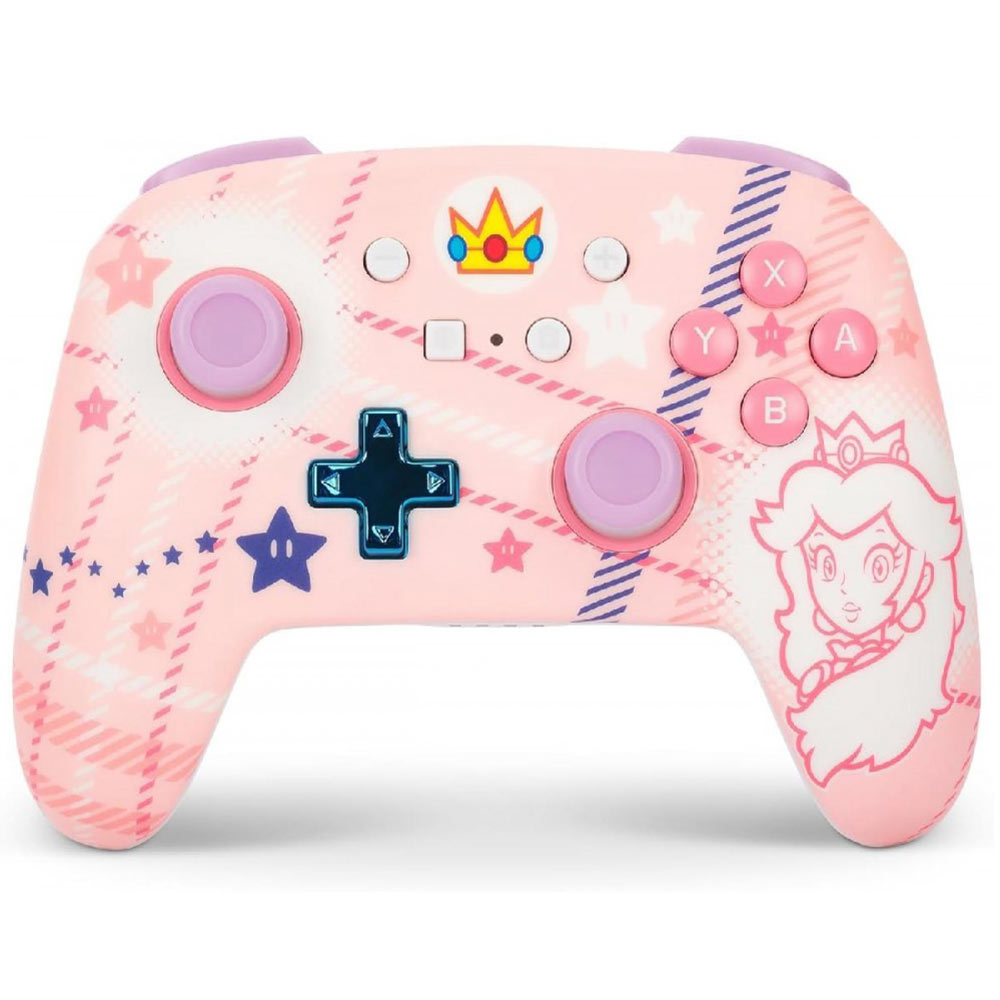 Cordless gamepad for Nintendo Switch/Lite/OLED POWER A Enhanced Princess Peach Plaid pink