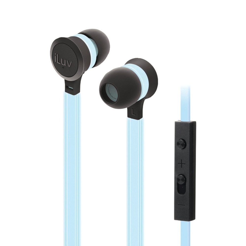 Earphones with microphone iLuv Neon Glow NEONGLOWSBL blue