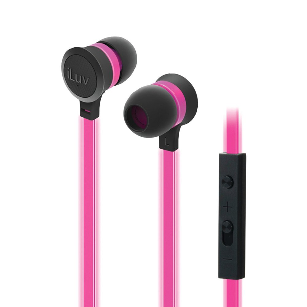 Earphones with microphone iLuv Neon Glow NEONGLOWSPN pink