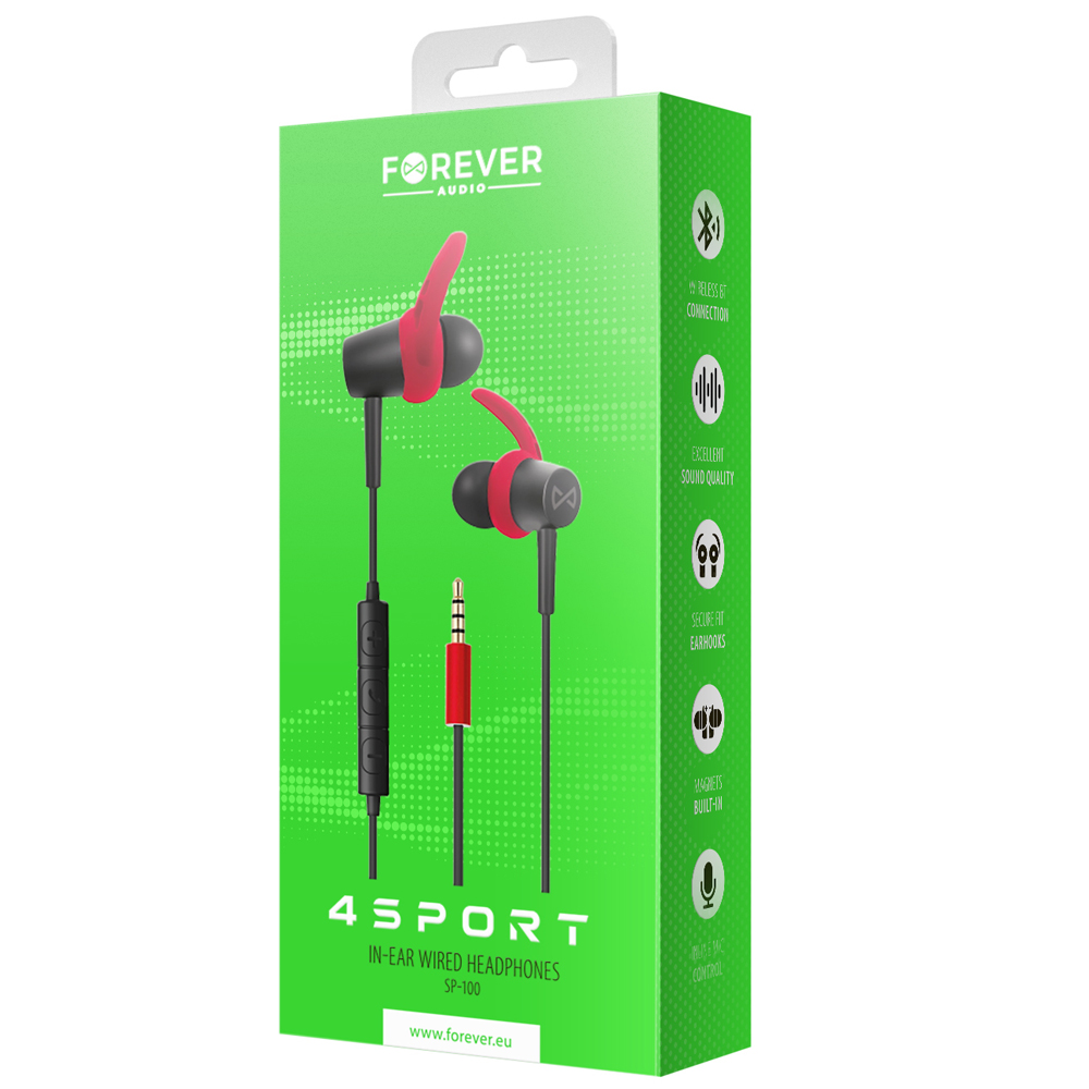 Earphones with microphone FOREVER 4Sport SP-100 GSM099303 red