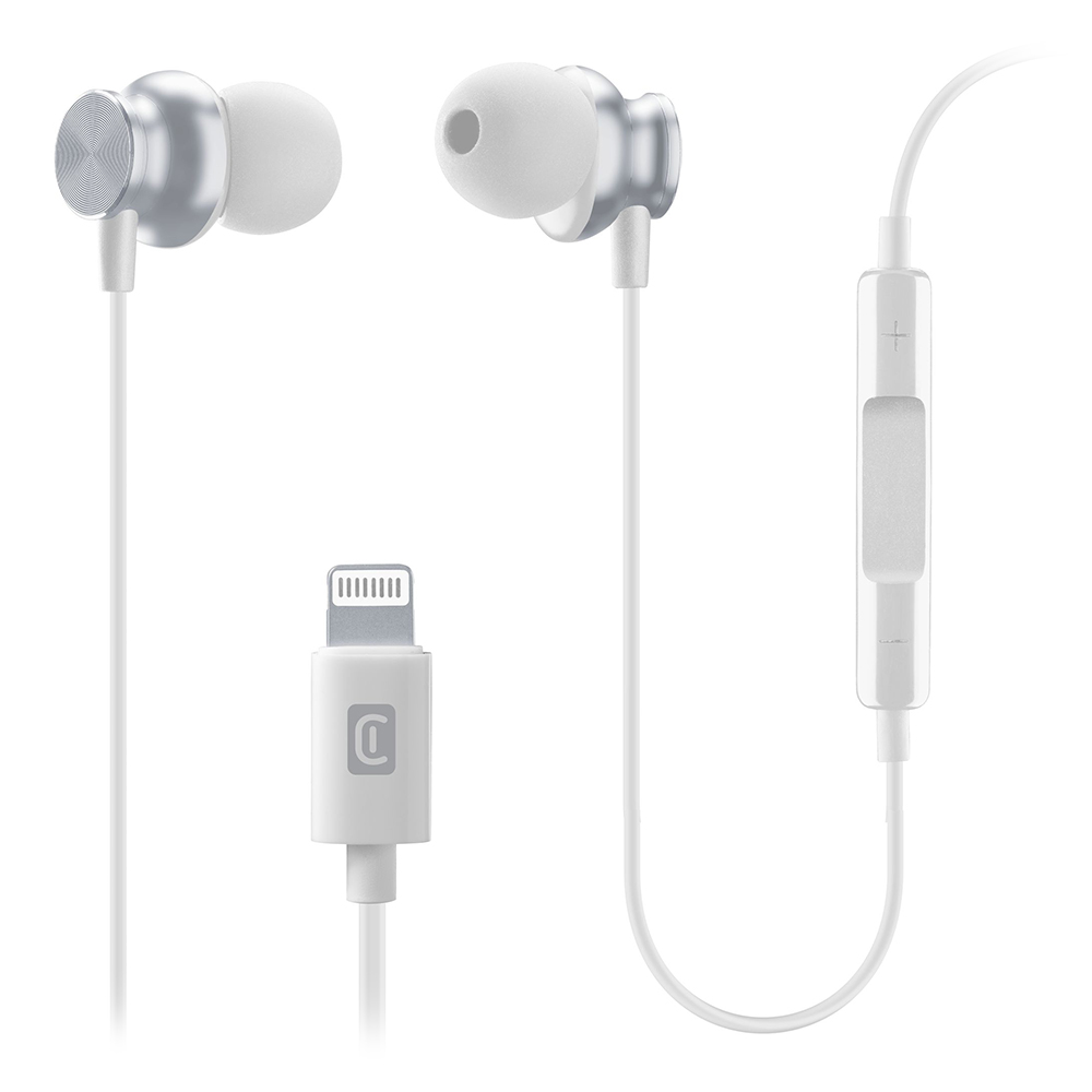 Earphones with microphone CELLULARLINE Junco MFI AUJUNCOMFIIPHW white