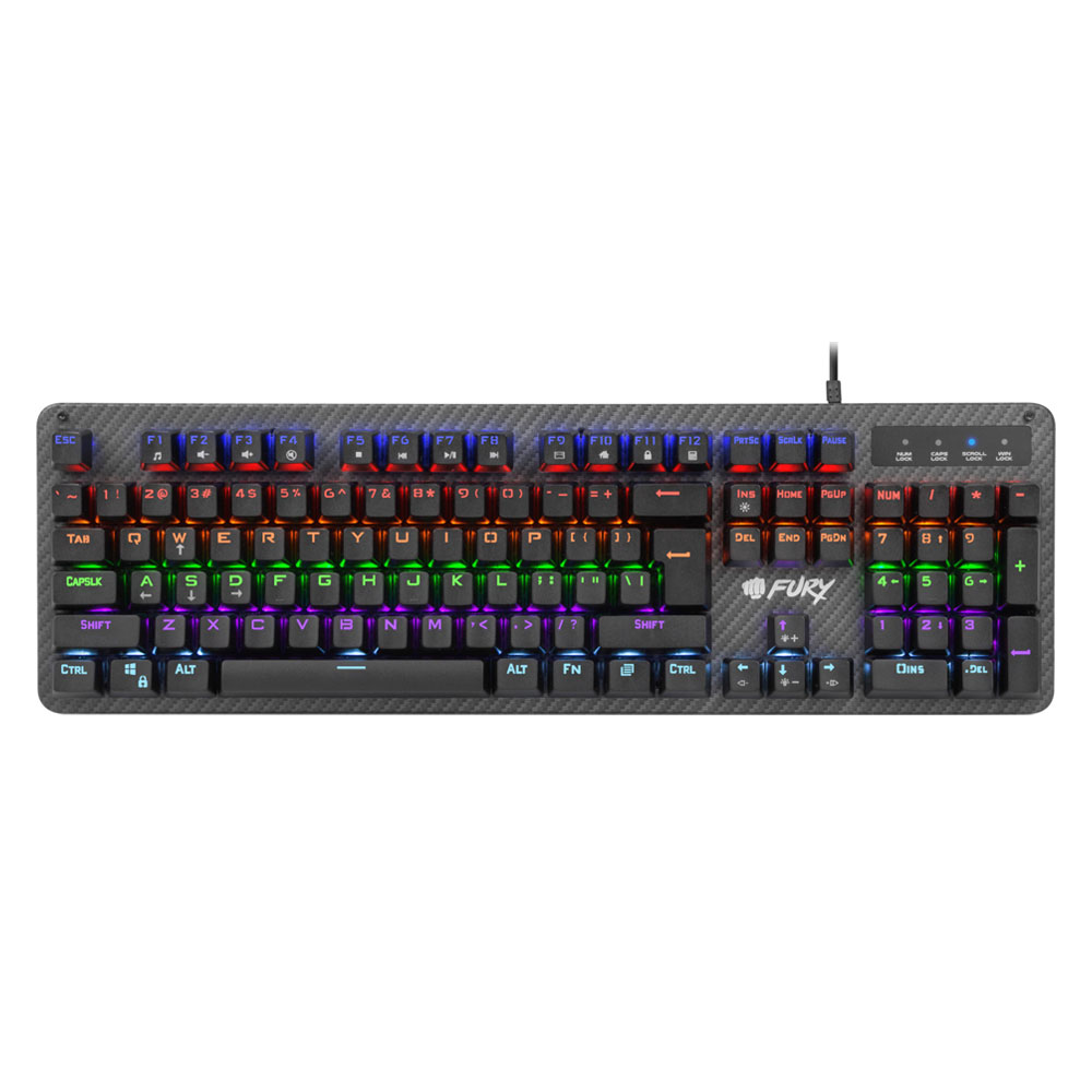 Gaming Corded Keyboard Fury Tornado Rainbow NFU-1394 black