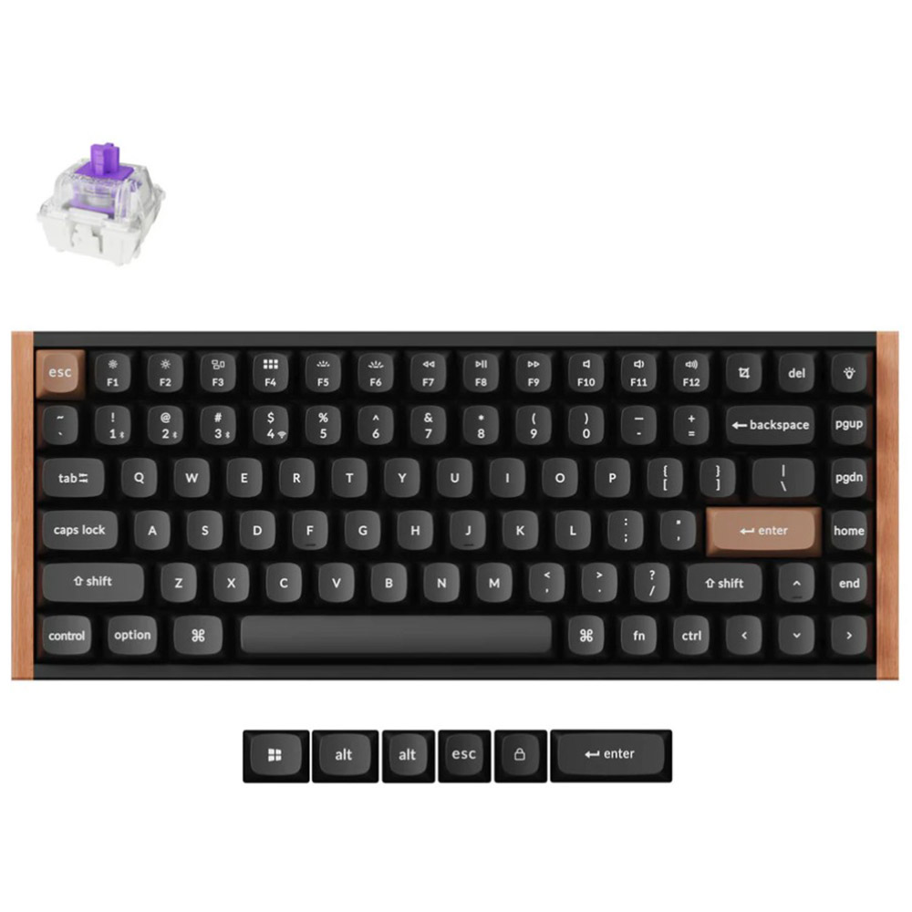 Gaming Cordless Keyboard KEYCHRON (K2H-F1) K2 HE US Special Wood Edition black