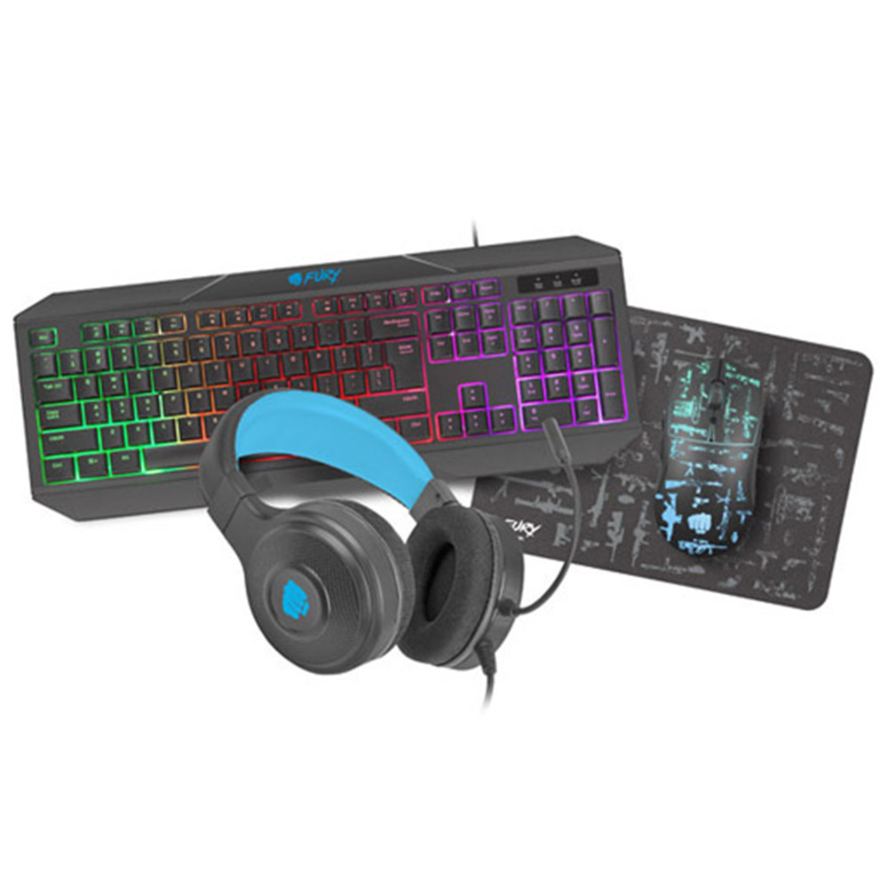 Gaming Corded Keyboard + Mouse + Mouse pad + Headphones FURY Thunderstreak 3.0 US NFU-1674 black
