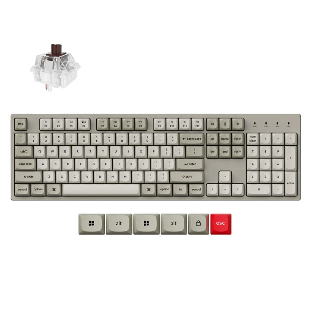 Gaming Corded Keyboard KEYCHRON C2 Pro 8K QMK/VIA C2PX-M3 US grey