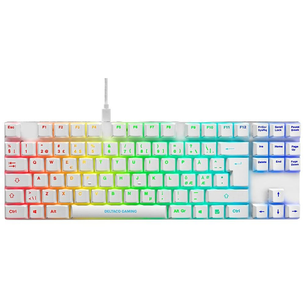 Gaming Corded Keyboard DELTACO TKL GAM-111-W-UK RGB white