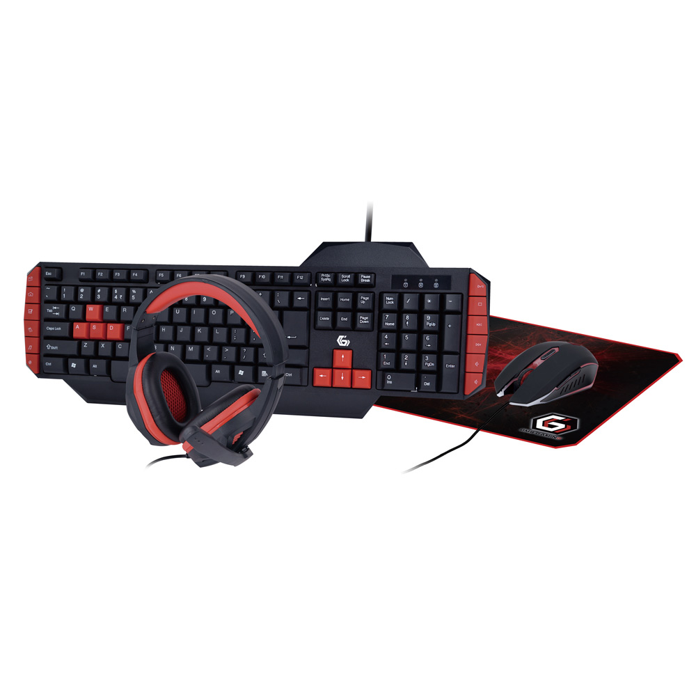 Gaming Corded Keyboard + Mouse + Mouse pad + Headphones GEMBIRD Ultimate 4in1 kit US GGS-UMG4-02