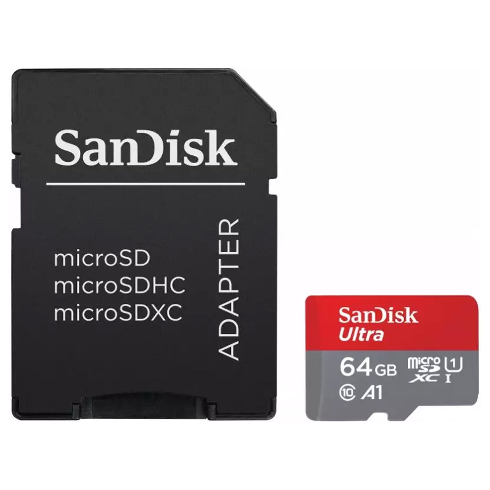Memory card 64GB MicroSDXC UHS-I + SD adaptor SANDISK Ultra SDSQUAB-064G-GN6MA