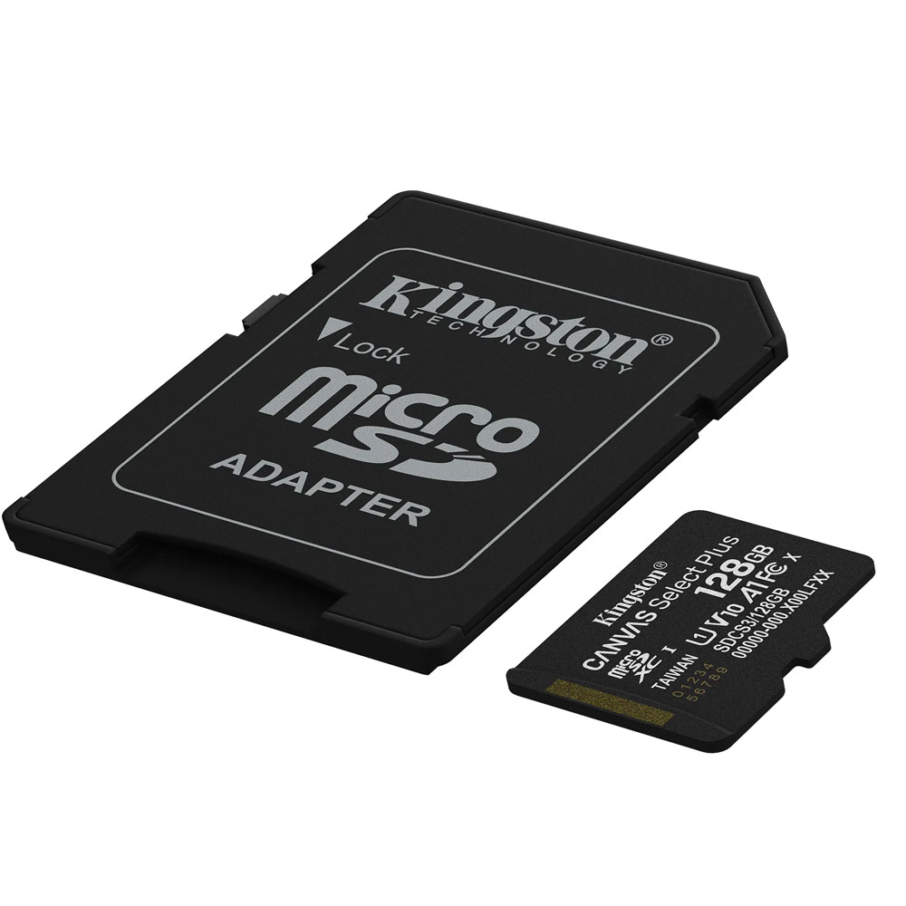 Memory card 128GB MicroSDXC + SD adaptor KINGSTON Canvas Select Plus SDCS3/128GB