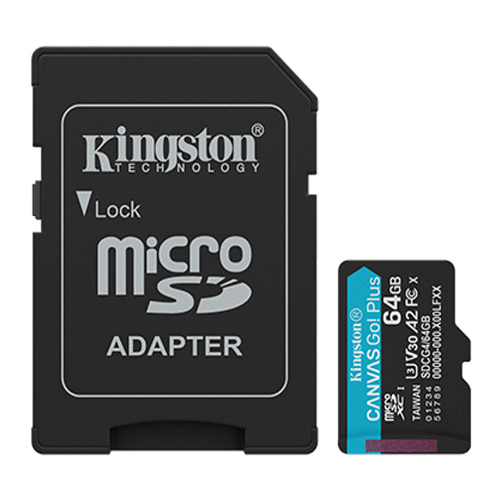 Memory Card 64GB MicroSDXC + SD adaptor KINGSTON Canvas Go! Plus SDCG4/64GB