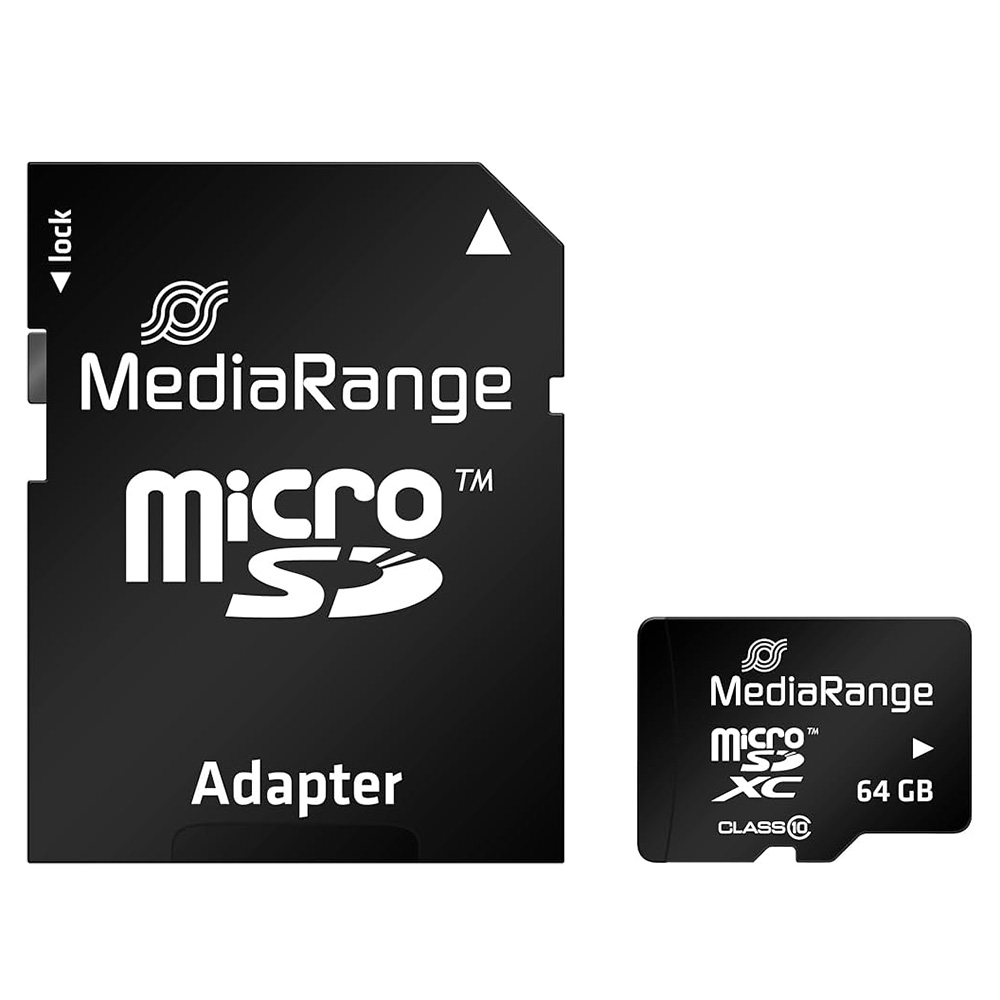 Memory card 64GB microSDXC + SD adaptor MEDIARANGE Class 10/64GB