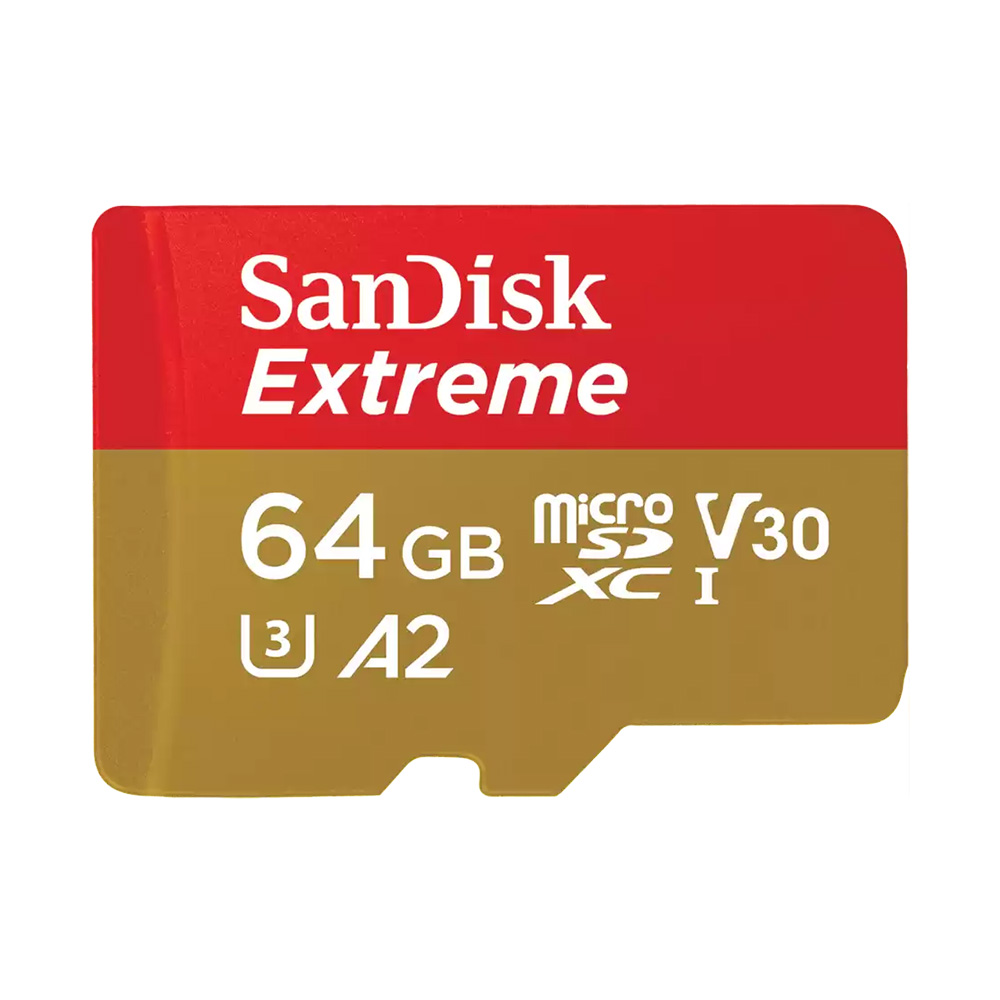 Memory Card 64GB MicroSDXC UHS-I + SD adaptor SANDISK Extreme SDSQXAH-064G-GN6MA