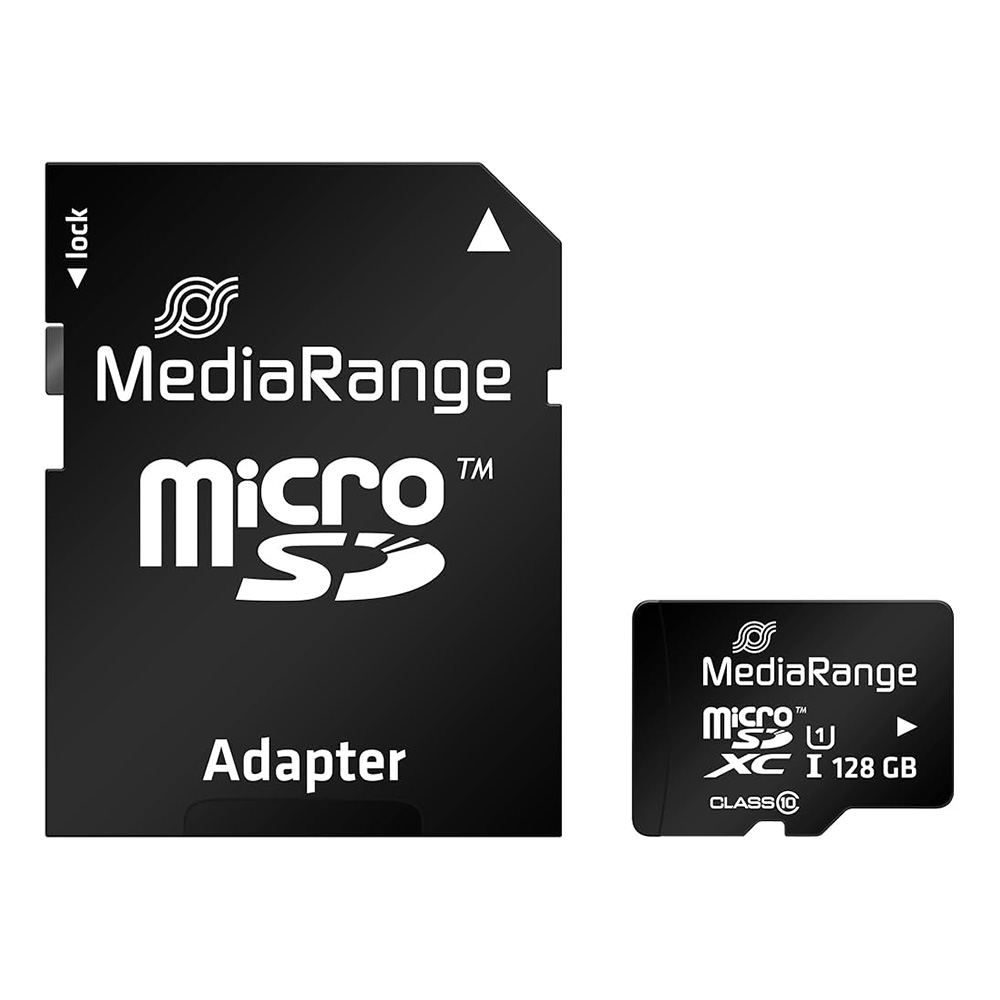 Memory card 128GB MicroSDXC + SD adaptor MEDIARANGE Class 10/128GB